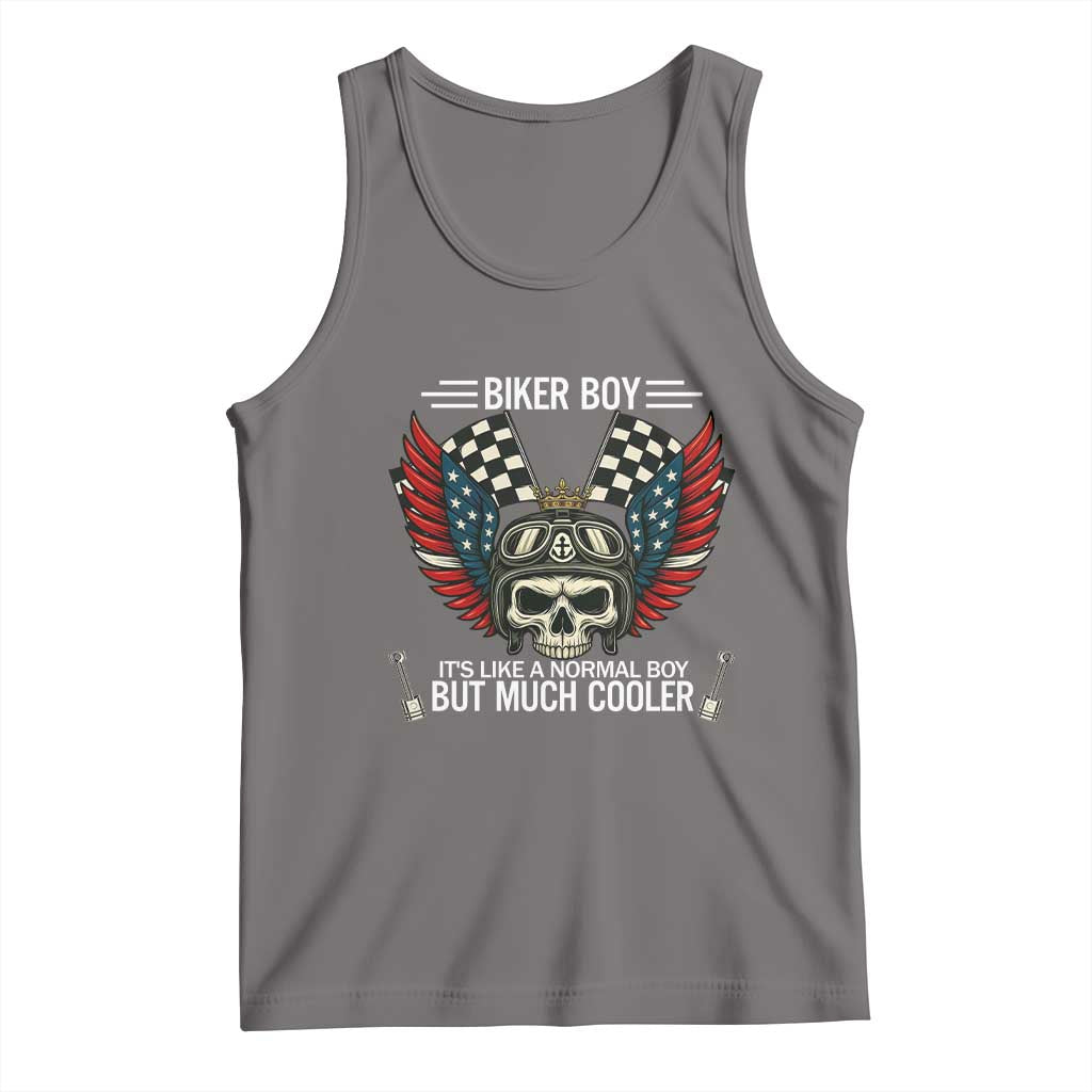 Skull Biker American Flag Motorcycle Biker Son Tank Top TS14 Deep Heather Print Your Wear