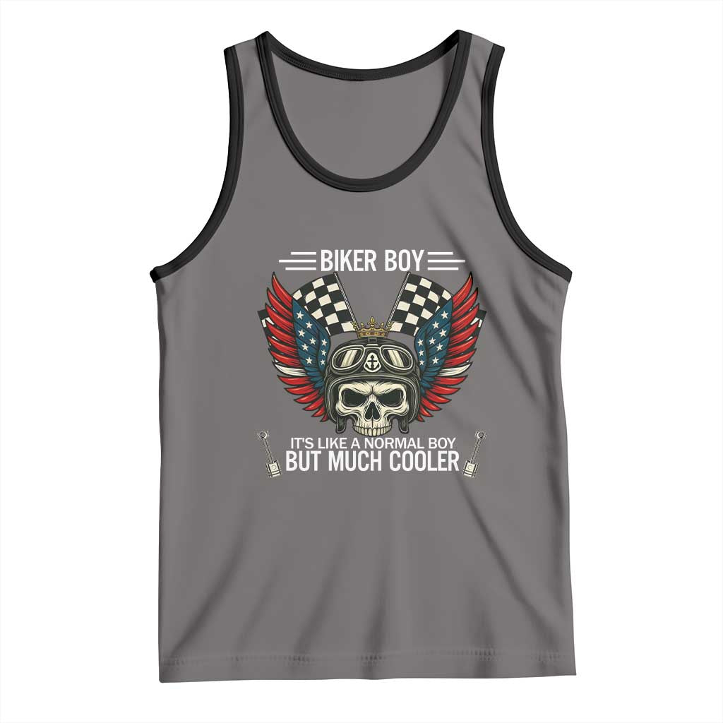 Skull Biker American Flag Motorcycle Biker Son Tank Top TS14 Deep Heather Black Print Your Wear