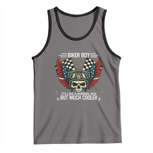 Skull Biker American Flag Motorcycle Biker Son Tank Top TS14 Deep Heather Black Print Your Wear