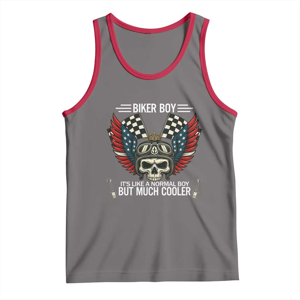 Skull Biker American Flag Motorcycle Biker Son Tank Top TS14 Deep Heather Red Print Your Wear