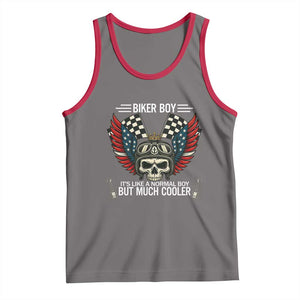 Skull Biker American Flag Motorcycle Biker Son Tank Top TS14 Deep Heather Red Print Your Wear