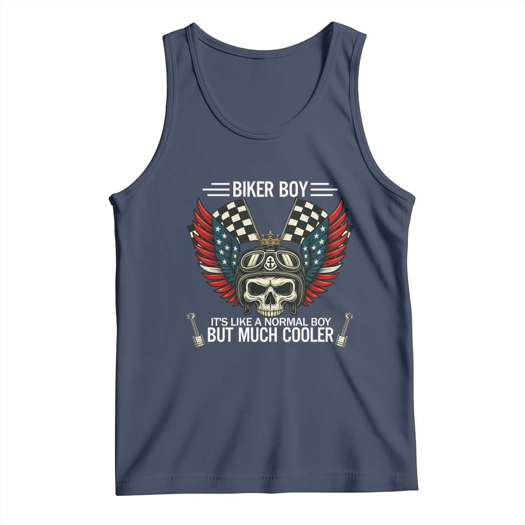 Skull Biker American Flag Motorcycle Biker Son Tank Top TS14 Navy Print Your Wear