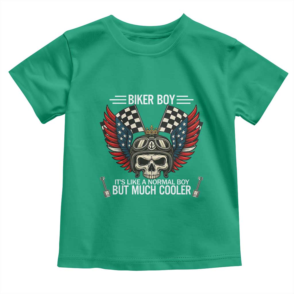 Skull Biker American Flag Motorcycle Biker Son Toddler T Shirt TS14 Irish Green Print Your Wear