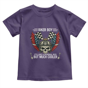 Skull Biker American Flag Motorcycle Biker Son Toddler T Shirt TS14 Purple Print Your Wear