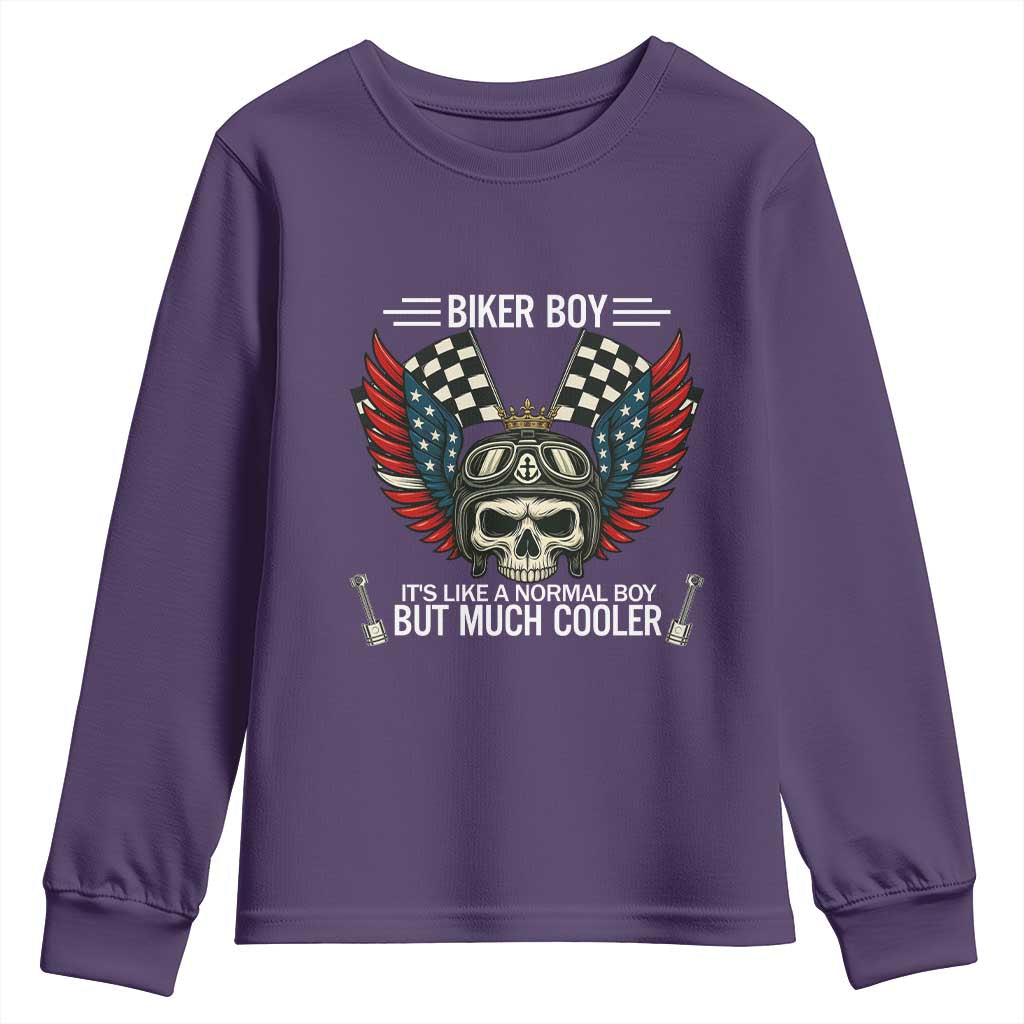 Skull Biker American Flag Motorcycle Biker Son Youth Sweatshirt TS14 Purple Print Your Wear