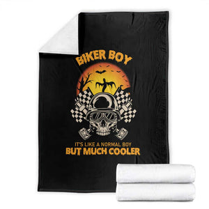 Funny Skull Motocycle Halloween Biker Son Throw Blanket Biker Boy It's Like A Normal Boy But Much Cooler TS14 Black Print Your Wear