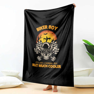 Funny Skull Motocycle Halloween Biker Son Throw Blanket Biker Boy It's Like A Normal Boy But Much Cooler TS14 Print Your Wear