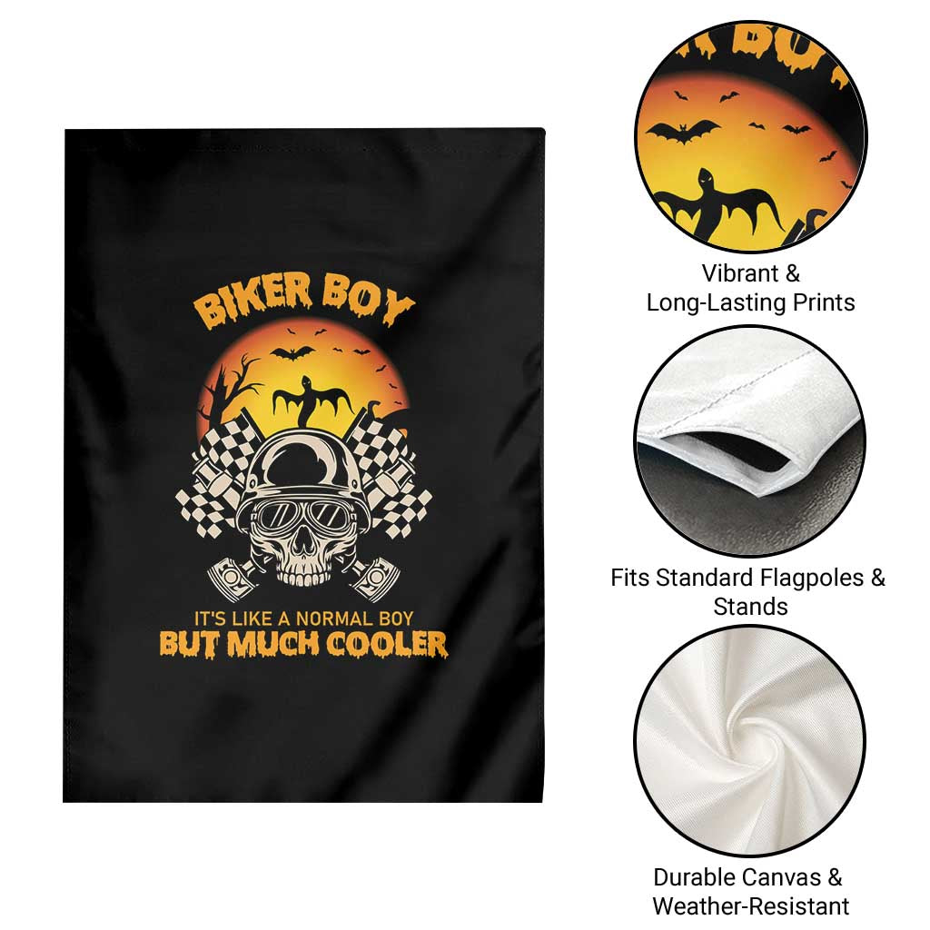 Funny Skull Motocycle Halloween Biker Son Garden Flag Biker Boy It's Like A Normal Boy But Much Cooler TS14 Print Your Wear