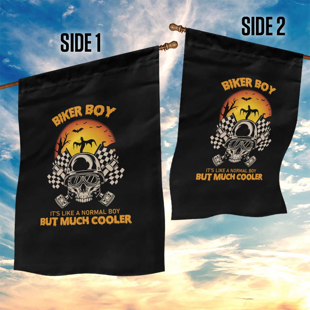Funny Skull Motocycle Halloween Biker Son Garden Flag Biker Boy It's Like A Normal Boy But Much Cooler TS14 Print Your Wear
