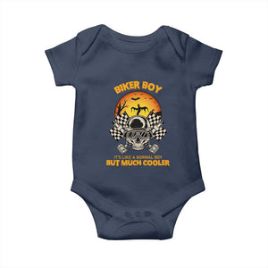 Funny Skull Motocycle Halloween Biker Son Baby Onesie Biker Boy It's Like A Normal Boy But Much Cooler TS14 Navy Print Your Wear