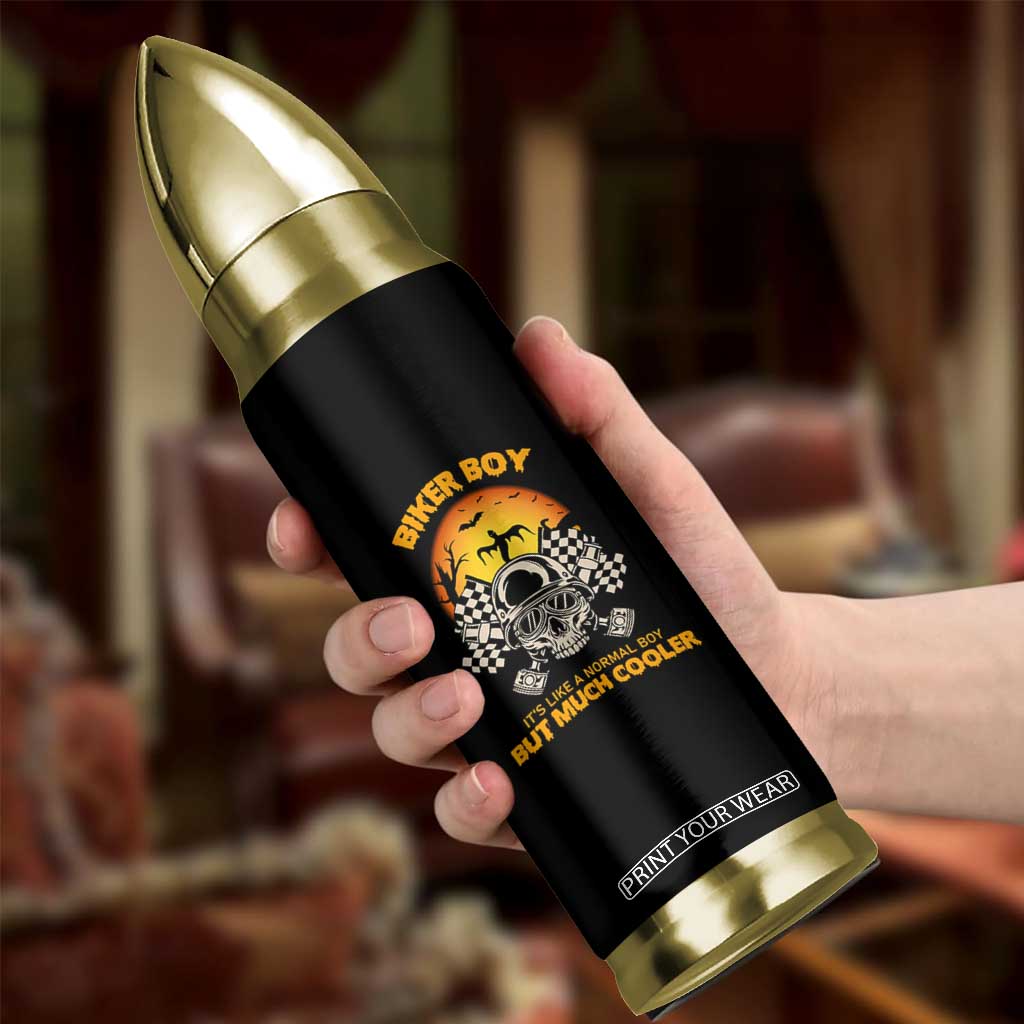 Funny Skull Motocycle Halloween Biker Son Bullet Tumbler Biker Boy It's Like A Normal Boy But Much Cooler TS14 Print Your Wear