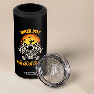 Funny Skull Motocycle Halloween Biker Son 4 in 1 Can Cooler Tumbler Biker Boy It's Like A Normal Boy But Much Cooler TS14 Print Your Wear