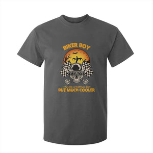 Funny Skull Motocycle Halloween Biker Son T Shirt For Kid Biker Boy It's Like A Normal Boy But Much Cooler TS14 Dark Heather Print Your Wear
