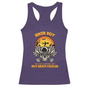 Funny Skull Motocycle Halloween Biker Son Racerback Tank Top Biker Boy It's Like A Normal Boy But Much Cooler TS14 Purple Print Your Wear