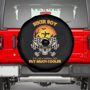 Funny Skull Motocycle Halloween Biker Son Spare Tire Cover Biker Boy It's Like A Normal Boy But Much Cooler TS14 Black Print Your Wear
