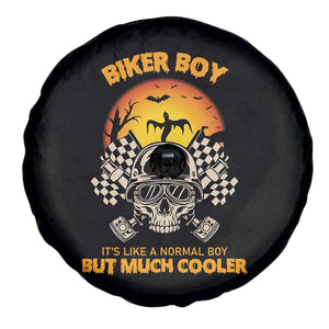 Funny Skull Motocycle Halloween Biker Son Spare Tire Cover Biker Boy It's Like A Normal Boy But Much Cooler TS14 Print Your Wear