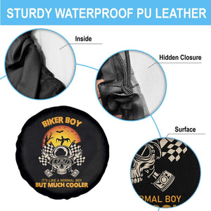 Funny Skull Motocycle Halloween Biker Son Spare Tire Cover Biker Boy It's Like A Normal Boy But Much Cooler TS14 Print Your Wear