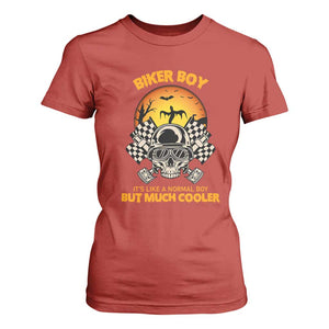Funny Skull Motocycle Halloween Biker Son T Shirt For Women Biker Boy It's Like A Normal Boy But Much Cooler TS14 Red Print Your Wear