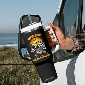Funny Skull Motocycle Halloween Biker Son Tumbler With Handle Biker Boy It's Like A Normal Boy But Much Cooler TS14 Print Your Wear