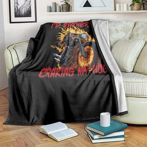Funny Biker Skeleton Motorcycle Rider Throw Blanket I Would Rather Be Cranking My Hog TS14 Print Your Wear