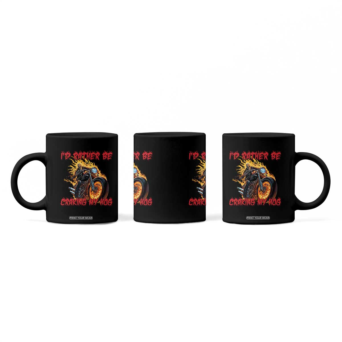 Funny Biker Skeleton Motorcycle Rider Coffee Mug I Would Rather Be Cranking My Hog TS14 Print Your Wear