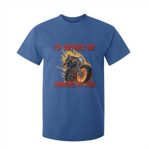 Funny Biker Skeleton Motorcycle Rider T Shirt For Kid I Would Rather Be Cranking My Hog TS14 Royal Blue Print Your Wear