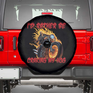 Funny Biker Skeleton Motorcycle Rider Spare Tire Cover I Would Rather Be Cranking My Hog TS14 Black Print Your Wear