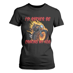Funny Biker Skeleton Motorcycle Rider T Shirt For Women I Would Rather Be Cranking My Hog TS14 Black Print Your Wear