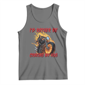 Funny Biker Skeleton Motorcycle Rider Tank Top I Would Rather Be Cranking My Hog TS14 Black Heather Print Your Wear