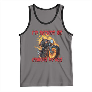 Funny Biker Skeleton Motorcycle Rider Tank Top I Would Rather Be Cranking My Hog TS14 Deep Heather Black Print Your Wear