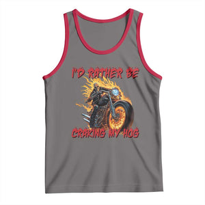 Funny Biker Skeleton Motorcycle Rider Tank Top I Would Rather Be Cranking My Hog TS14 Deep Heather Red Print Your Wear