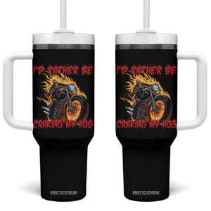 Funny Biker Skeleton Motorcycle Rider Tumbler With Handle I Would Rather Be Cranking My Hog TS14 One Size: 40 oz Black Print Your Wear
