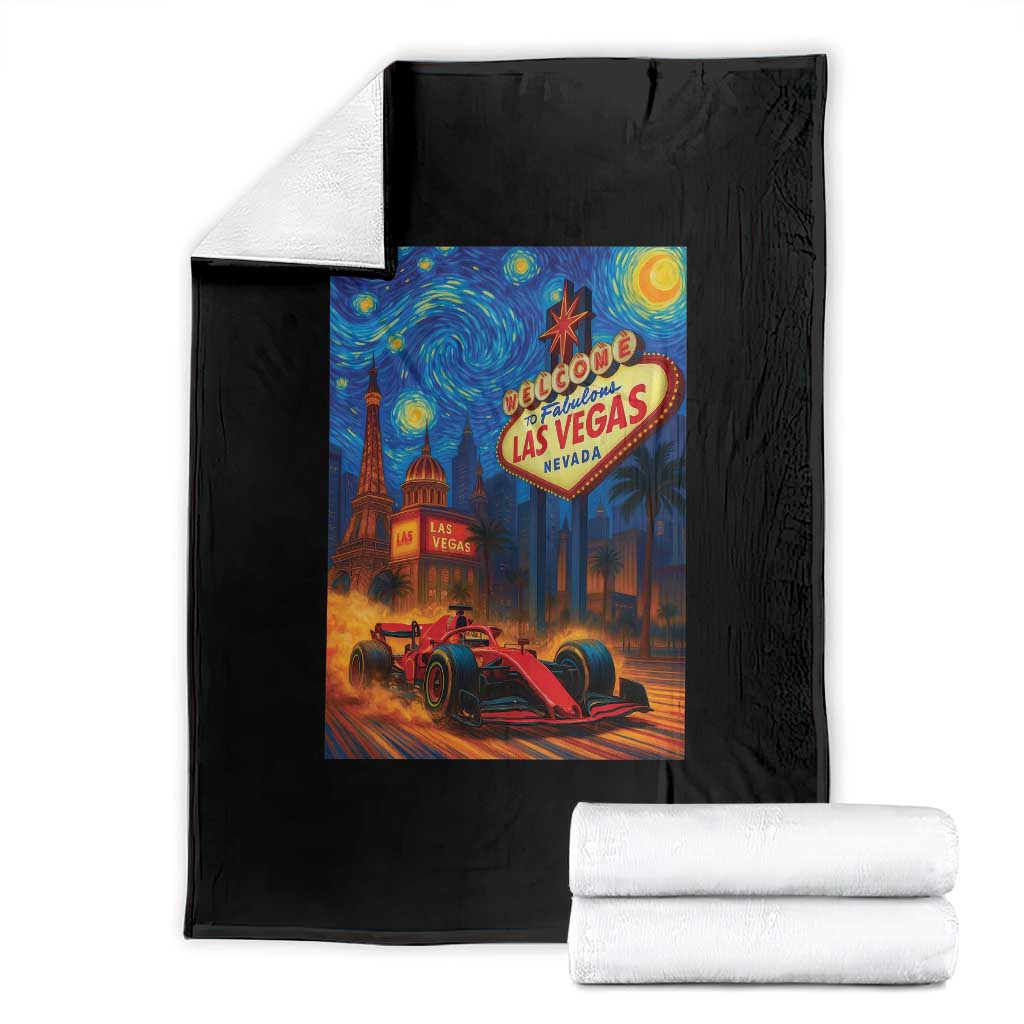 Racing Car Starry Night Las Vegas Race Day Throw Blanket TS14 Black Print Your Wear
