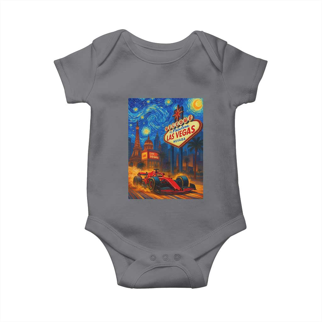 Racing Car Starry Night Las Vegas Race Day Baby Onesie TS14 Charcoal Print Your Wear