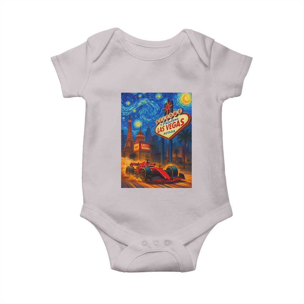 Racing Car Starry Night Las Vegas Race Day Baby Onesie TS14 Ice Gray Print Your Wear
