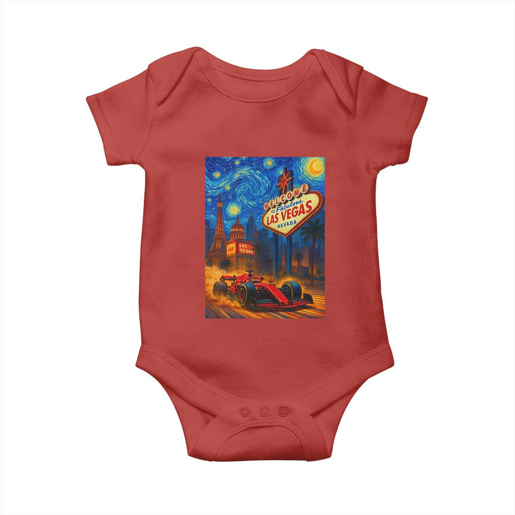 Racing Car Starry Night Las Vegas Race Day Baby Onesie TS14 Red Print Your Wear
