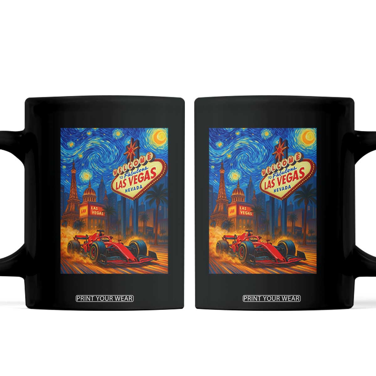 Racing Car Starry Night Las Vegas Race Day Coffee Mug TS14 Black Print Your Wear