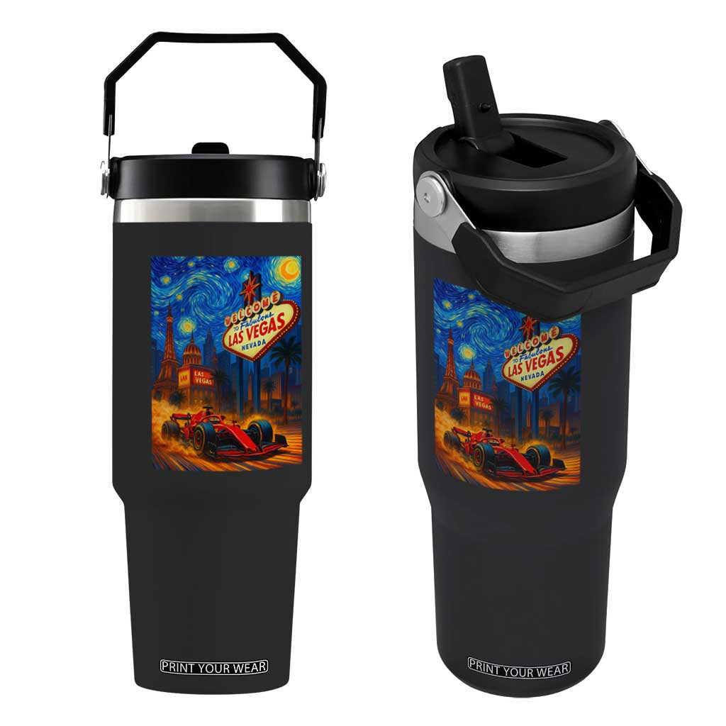 Racing Car Starry Night Las Vegas Race Day Flip Straw Tumbler TS14 One Size: 30 oz Black Print Your Wear