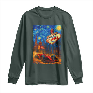 Racing Car Starry Night Las Vegas Race Day Long Sleeve Shirt TS14 Dark Forest Green Print Your Wear