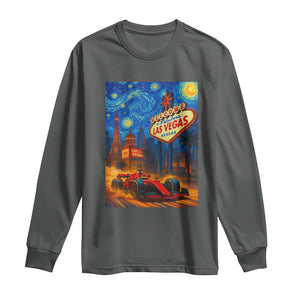 Racing Car Starry Night Las Vegas Race Day Long Sleeve Shirt TS14 Dark Heather Print Your Wear