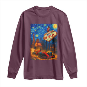 Racing Car Starry Night Las Vegas Race Day Long Sleeve Shirt TS14 Maroon Print Your Wear