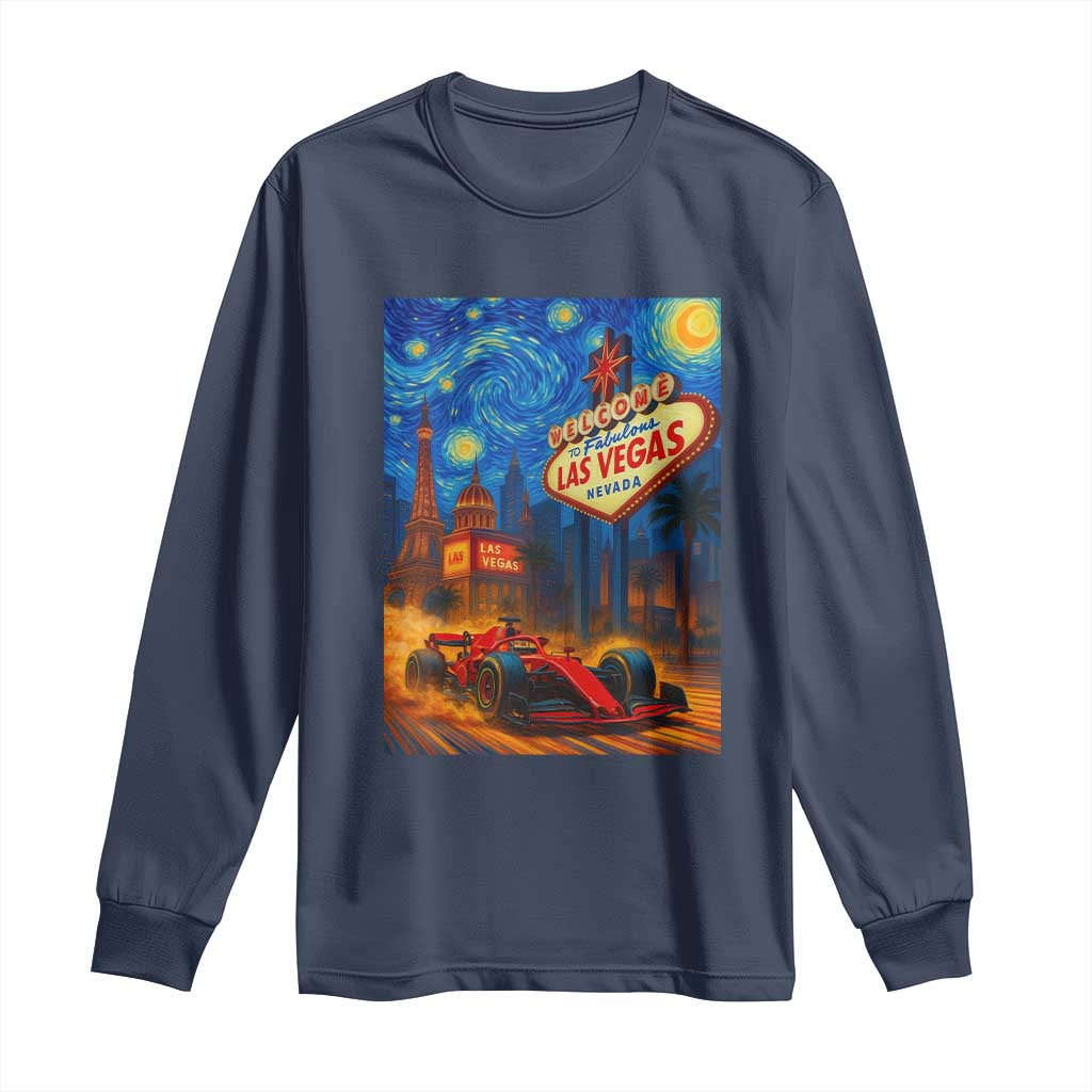 Racing Car Starry Night Las Vegas Race Day Long Sleeve Shirt TS14 Navy Print Your Wear