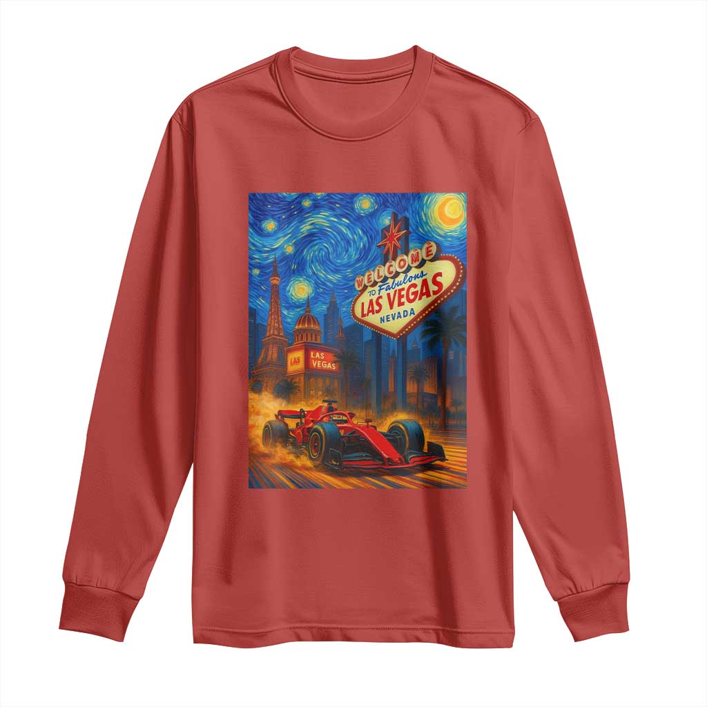 Racing Car Starry Night Las Vegas Race Day Long Sleeve Shirt TS14 Red Print Your Wear