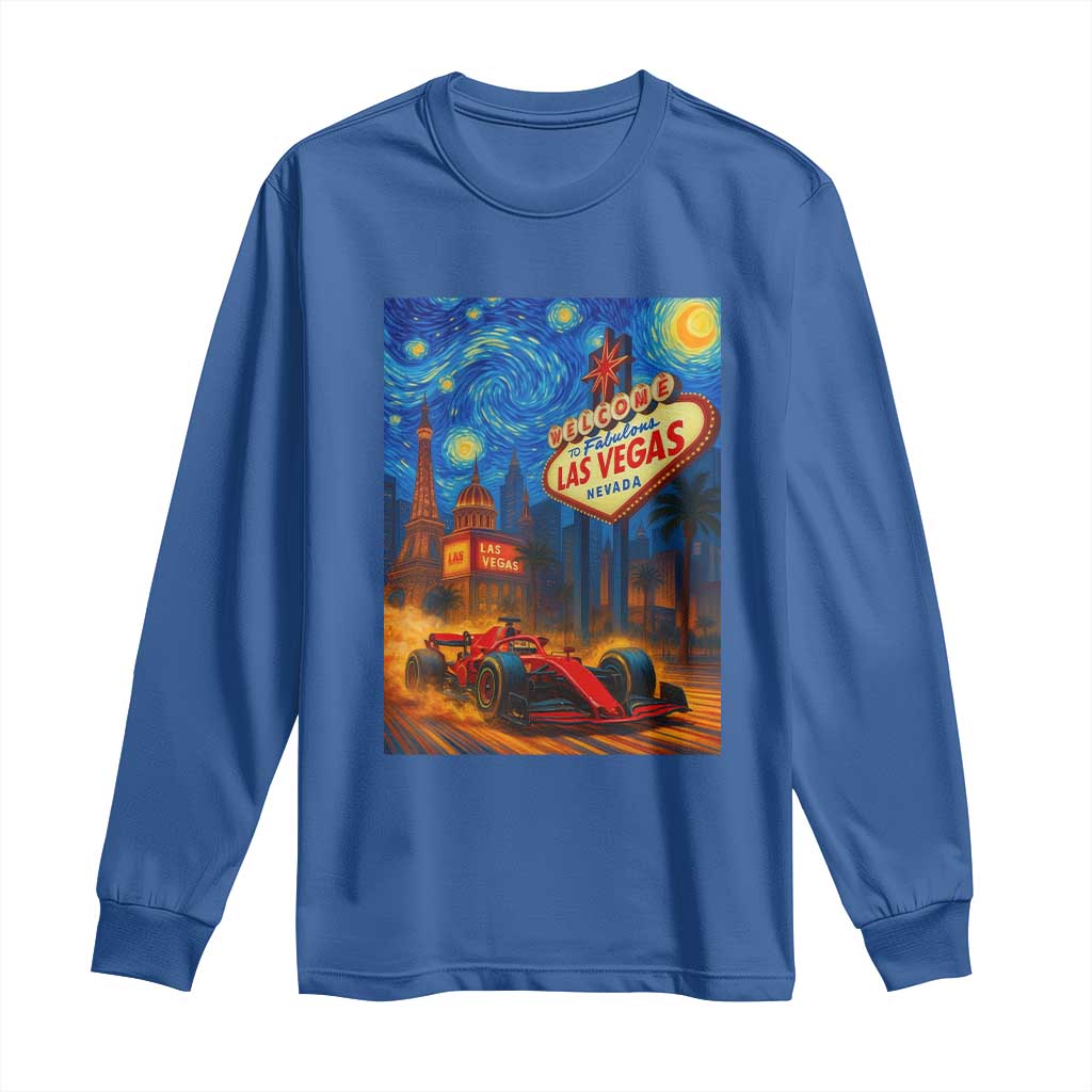 Racing Car Starry Night Las Vegas Race Day Long Sleeve Shirt TS14 Royal Blue Print Your Wear