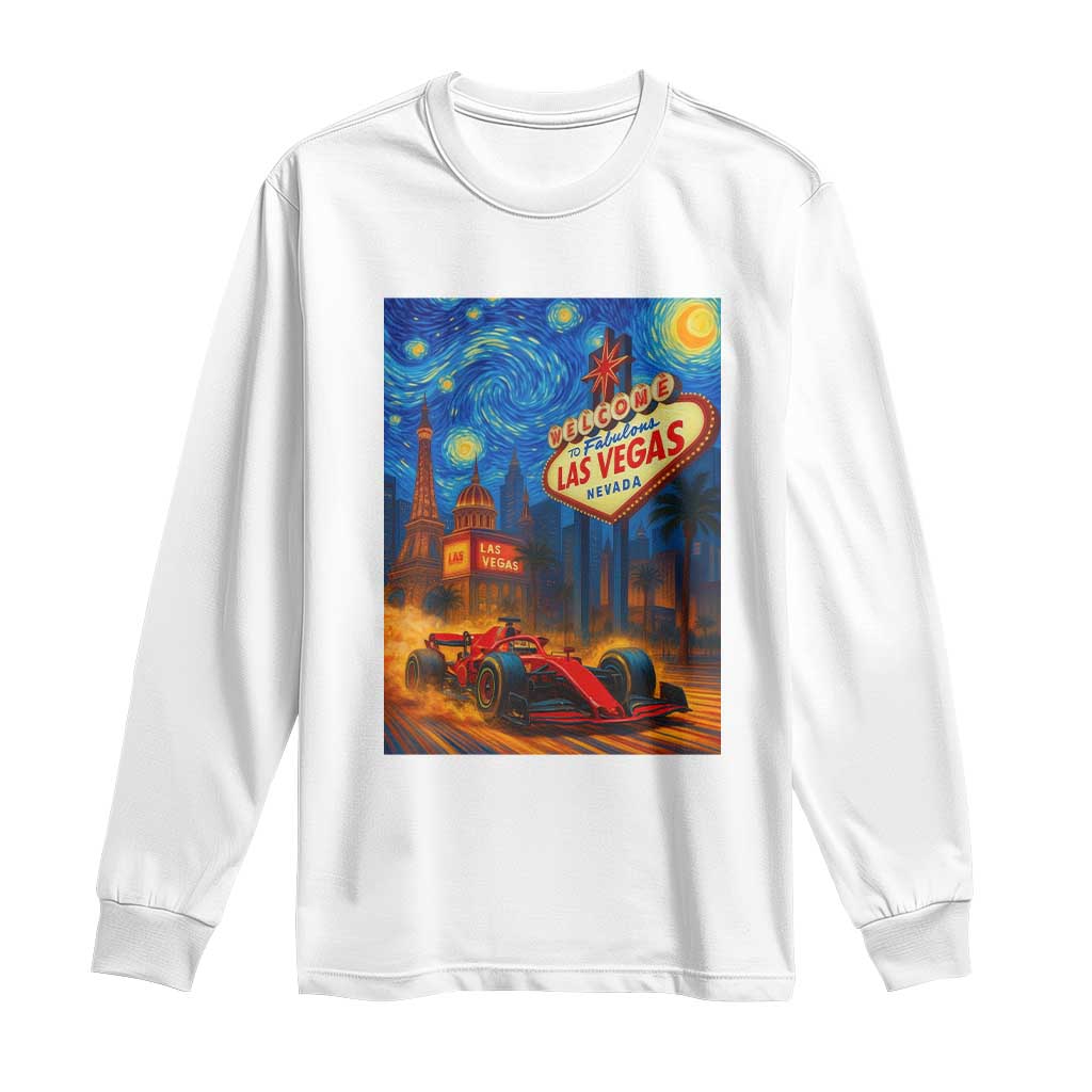 Racing Car Starry Night Las Vegas Race Day Long Sleeve Shirt TS14 White Print Your Wear