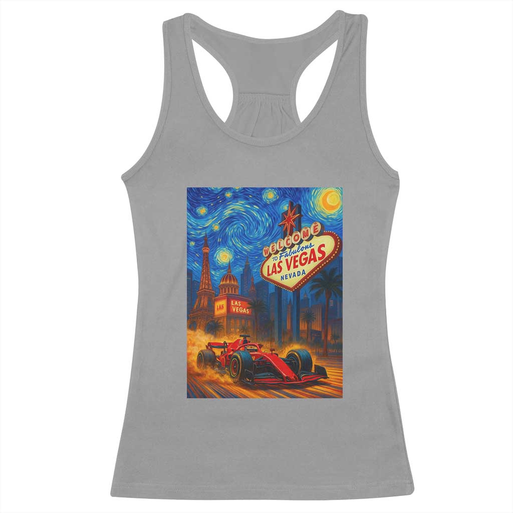 Racing Car Starry Night Las Vegas Race Day Racerback Tank Top TS14 Sport Gray Print Your Wear