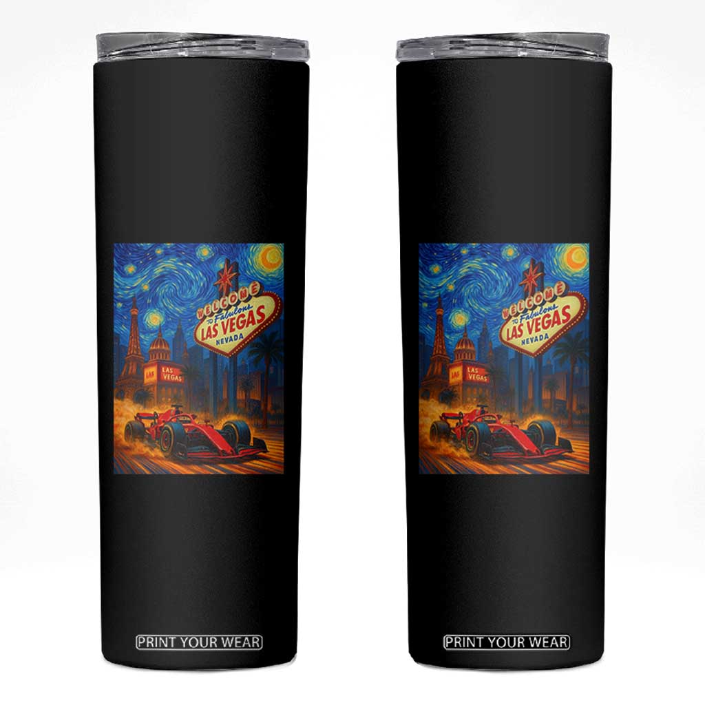 Racing Car Starry Night Las Vegas Race Day Skinny Tumbler TS14 Black Print Your Wear