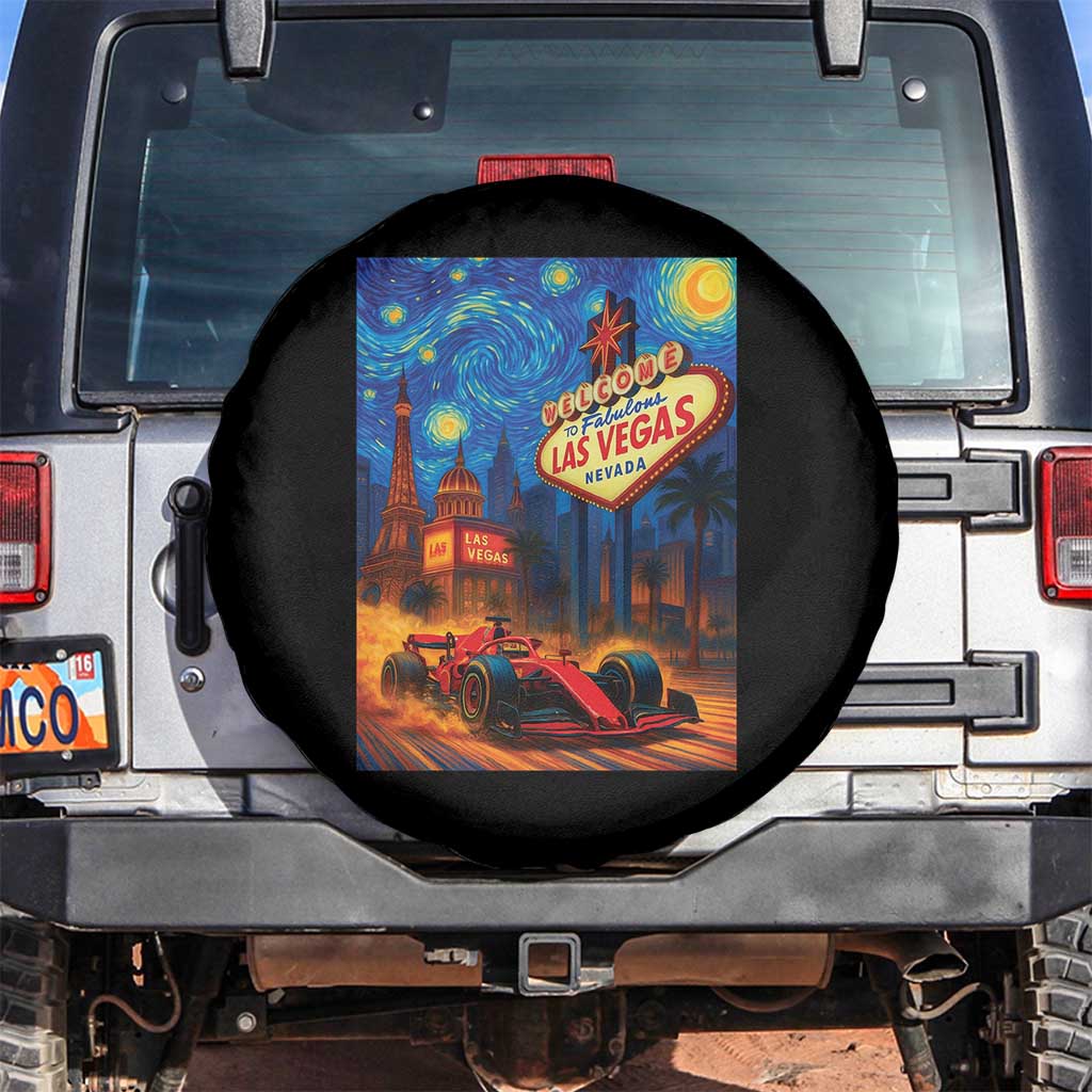 Racing Car Starry Night Las Vegas Race Day Spare Tire Cover TS14 No hole Black Print Your Wear