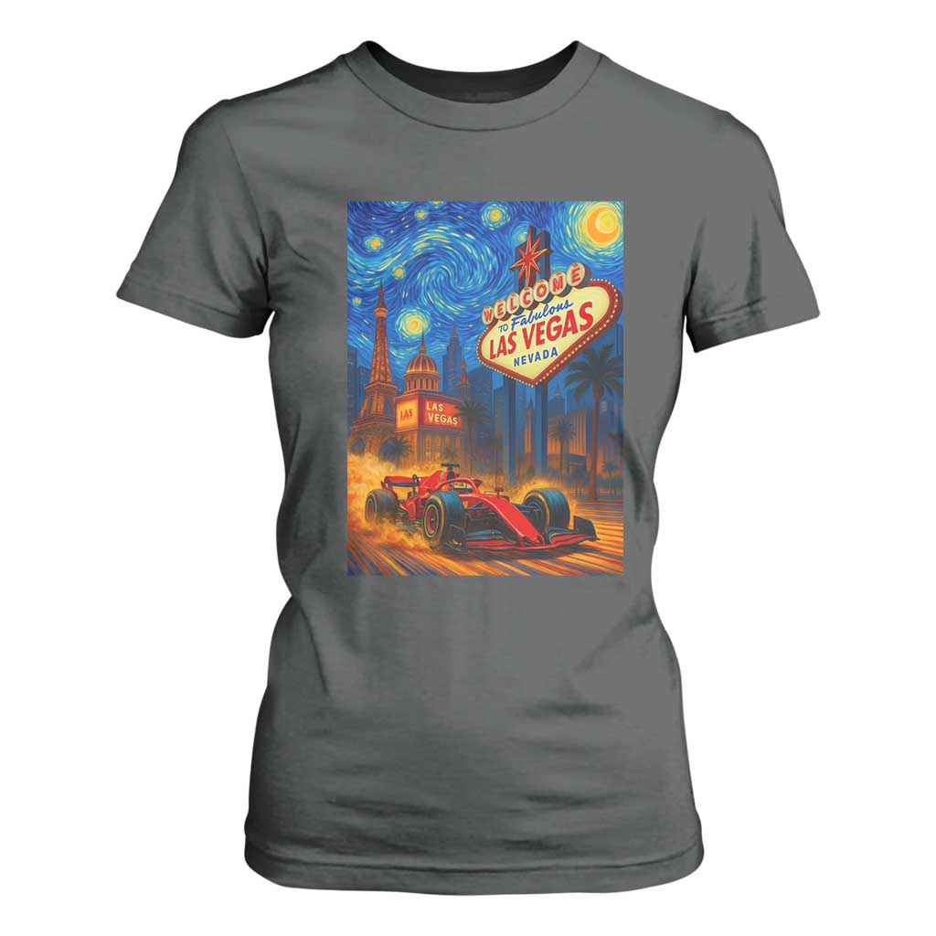 Racing Car Starry Night Las Vegas Race Day T Shirt For Women TS14 Dark Heather Print Your Wear