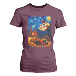 Racing Car Starry Night Las Vegas Race Day T Shirt For Women TS14 Maroon Print Your Wear